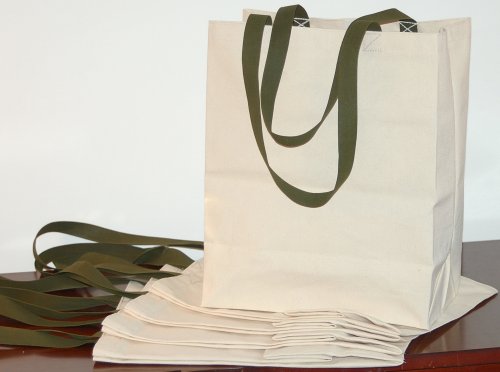 Turtlecreek Canvas Bags - Long Handles - 4 Pack - Made in USA
