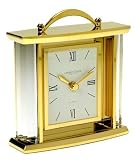 Gilt Finish Quartz Mantel Clock with Clear Glass Sides