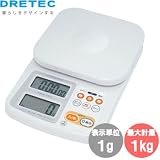 ドリテックDRETEC デジタルスケール（はかり）1kg タイマー付キッチンスケール計りKS-110WTの画像