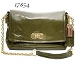 Coach Chelsea Patent Leather Flap Clutch Evening Bag 17854 Olive Green