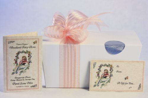 Woodland Fairy Acres Bouquet des Fleurs Orange Blossom and Chocolate Chip Floral Scone Mix, 19 Ounces, Beautifully Gift-Packaged in White Ballotin Box with Gift Card and Brief History of Scones