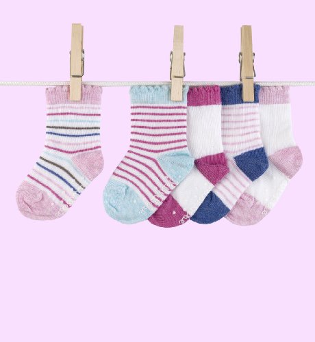 5 Pairs of Cotton Rich Stripe Print Socks