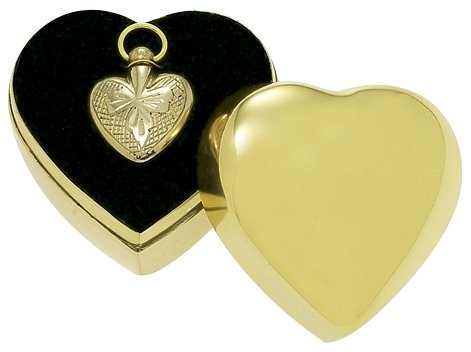 UrnConcern® Heart Shaped Pendant and Case Solid Brass and Brushed Brass