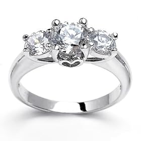 Truly Gorgeous Solid Sterling Silver Cubic Zirconia Rhodium Plated Rings with 3 Round Stones