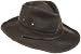 Dorfman Pacific Men's 1 Piece Cotton Weathered Finish Leather Band Binding Hat With Chin Cord