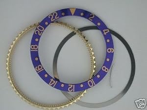 Rotating Bezel+Insert for Rolex New GMT 18ky Blue Parts