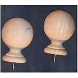 Solid Wood Round Pole Ends , 2/bag