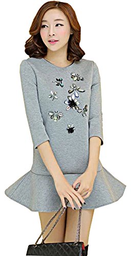 ワンピース ミニスカート チュニック マイクロミニ ビーズ フレアー デート キラキラ カジュアル キュート エレガンス レディース 冬物 春物 可愛いスカーフ付き R752