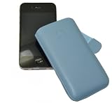 Produkt-Bild: Suncase Ledertasche (Lasche mit R&uuml;ckzugfunktion) f&uuml;r iPhone 4 / iPhone 4S in blau