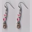 Dark Pink Square and round CZ With Champagne Tear Drop Hanging Fishwire Earring