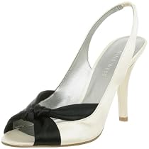 Nine West Women's Jym Slingback,Black/Natural Satin,8.5 M