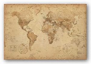 World Map Vintage Style Poster Print