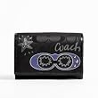 Coach Signature Black Applique Compact Clutch Wallet
