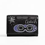 Coach Signature Black Applique Compact Clutch Wallet