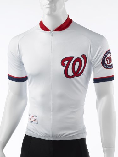MLB Men's Washington Nationals Short Sleeved Cycling Jersey (White, 2X-Large)