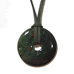 Bloodstone Necklace 01 Stone Green Red Donut Crystal Suede Leather Natural Round 25