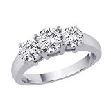 3 Diamond Wedding Band 3/4 ct. in 14K White Gold