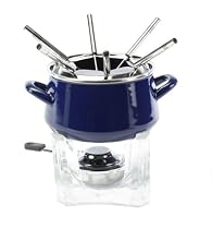 Chantal Enamel-On-Steel 2-Quart Classic Fondue Set, Cobalt Blue