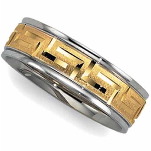 18K Yellow Gold and Platinum Ladies Designer Wedding Band