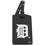 MLB Detroit Tigers Black Leatherette Printed Logo Bag Tag