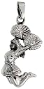 Sterling Silver Cheerleader w/ Pom-Poms Pendant, 1 1/8" (29mm) tall