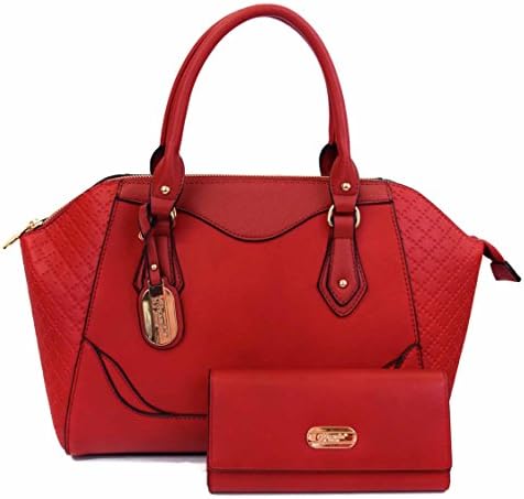Brangio Italy "Mariah" Dome Shaped Satchel-Style Handbag & Wallet Set - Red