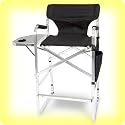 EARTH DELUXE TALL DIRECTORS CHAIR w/ Side Table & Cup Holder -- STYLISH Comfortable SQUARED-OFF Aluminum Tubing -- EXTRA PADDED Seat, Back & Arms more COMFORT w/Arm & Foot Support