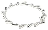 Image of Silver Cubic Zirconia / Polished Tear Link Bracelet 7.5