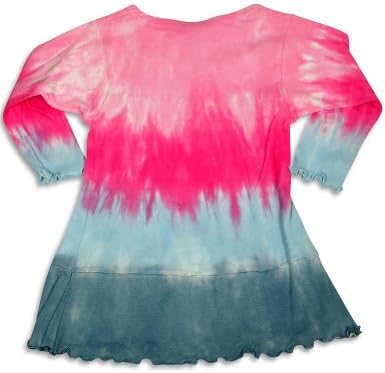 Zinnias - Baby Girls Long Sleeve Tie Dye Peace Dress, Pink, Blue 29446-24Months