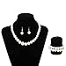 Bridal Wedding Party Faux Pearl Necklace + Earrings + 2-Row Bracelet Set