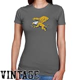 NCAA Canisius College Golden Griffins Ladies Charcoal Distressed Logo Vintage Slim Fit T-shirt