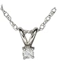 14k White Gold Round Diamond 4-Prong Solitaire Pendant (1/20 ct, J, I2)