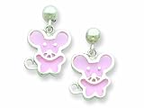 Sterlilng Silver Pink Resin Mouse Earrings