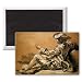 Small boy with a fishing rod, 1755 (black.. - 3x2 inch Fridge Magnet - large magnetic button - Magnet