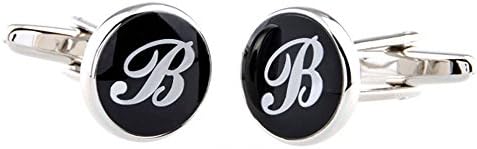 ACCSHINE Initial Cufflinks ( Black Alphabet B ) with a Black Gift Box
