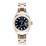 Rolex Ladys Style Heavy Band Stainless Steel & 18K Gold Datejust Model 179173 Oyster Band Fluted Bezel Blue Stick Dial by Rolex