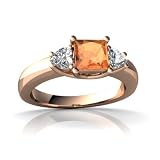 14k Rose Gold Square Fire Opal Ring