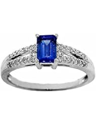 14K White Gold Tanzanite and Diamond Ring -- LIFETIME WARRANTY
