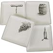 Cocktail Plates, Private Reserve Wine Theme, Black and White Images, Boxed Set of 4