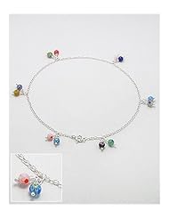 Glass Beads Anklet In 92.5 Sterling Silver