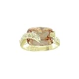 18kt Gold over Sterling Silver Cushion Champagne CZ With Pave Accent Ring