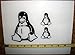 Linux - Tux Penguin Set of 3 HQ Single Color High Gloss Black Vinyl Sticker Decal!