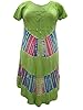 Olive Green Embroidered Caftan Dress Women's Tie Dye Tops Tunic