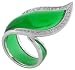 Sterling Silver Emerald Green Resin Ring with Cubic Zirconia Stones