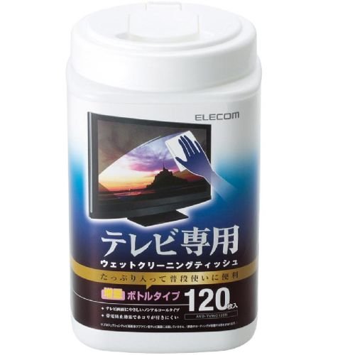 ELECOM テレビ用クリーナー ウェットティッシュ ボトルタイプ 120枚入 AVD-TVWC120N