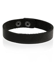 G by GUESS Leather Bracelet with Stud Snap, BLACK