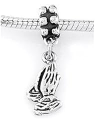Sterling Silver Praying Hands Dangle Bead Charm