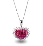 415Kbu7apWL. SL160  Ruby & Diamond Heart Shape Pendant 3.62 TCW 18KWG