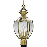Progress Lighting P5433-10 Post Lantern with Beveled Glass, Polished Brass