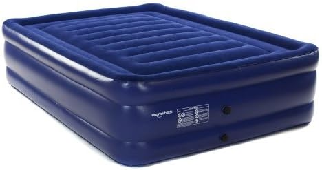 Smart Air Beds Raised Cross Beam Flocked Inflatable Mattress with AC Pump, Bag and Patch Kit (Blue, Queen) by Smart Air Beds